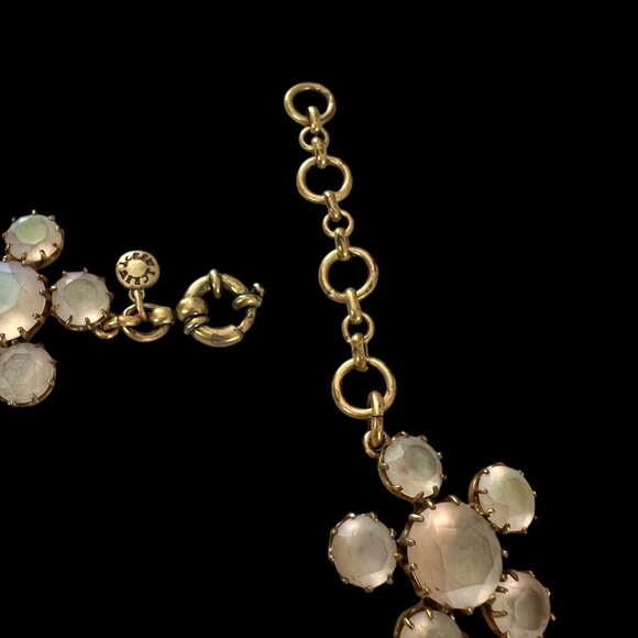 J. Crew Gold-Tone Iridescent White Opalescent Stones Statement Necklace Rare - Picture 5 of 11
